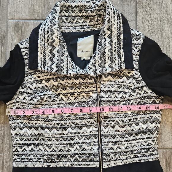 Anthropologie Elevenses Jacket Size 4 Black White Textured Moto Zip Wool blend - Picture 5 of 11